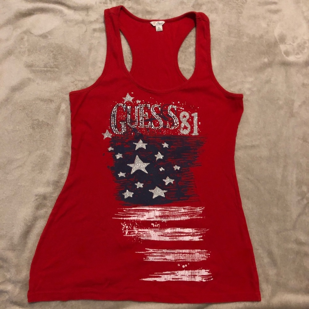 Vintage Americana Red/Blue/White Guess Tank Top